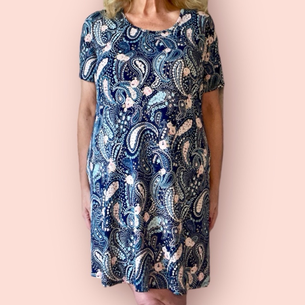 PAISLEY SHORT SLEEVE DRESS WITH POCKETS - Picture 6 of 7